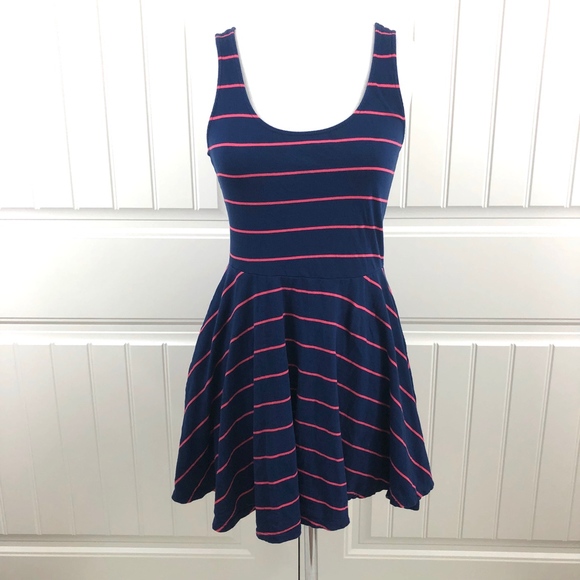 Forever 21 Dresses & Skirts - Forever 21 Blue and Pink Stripe Skater Dress